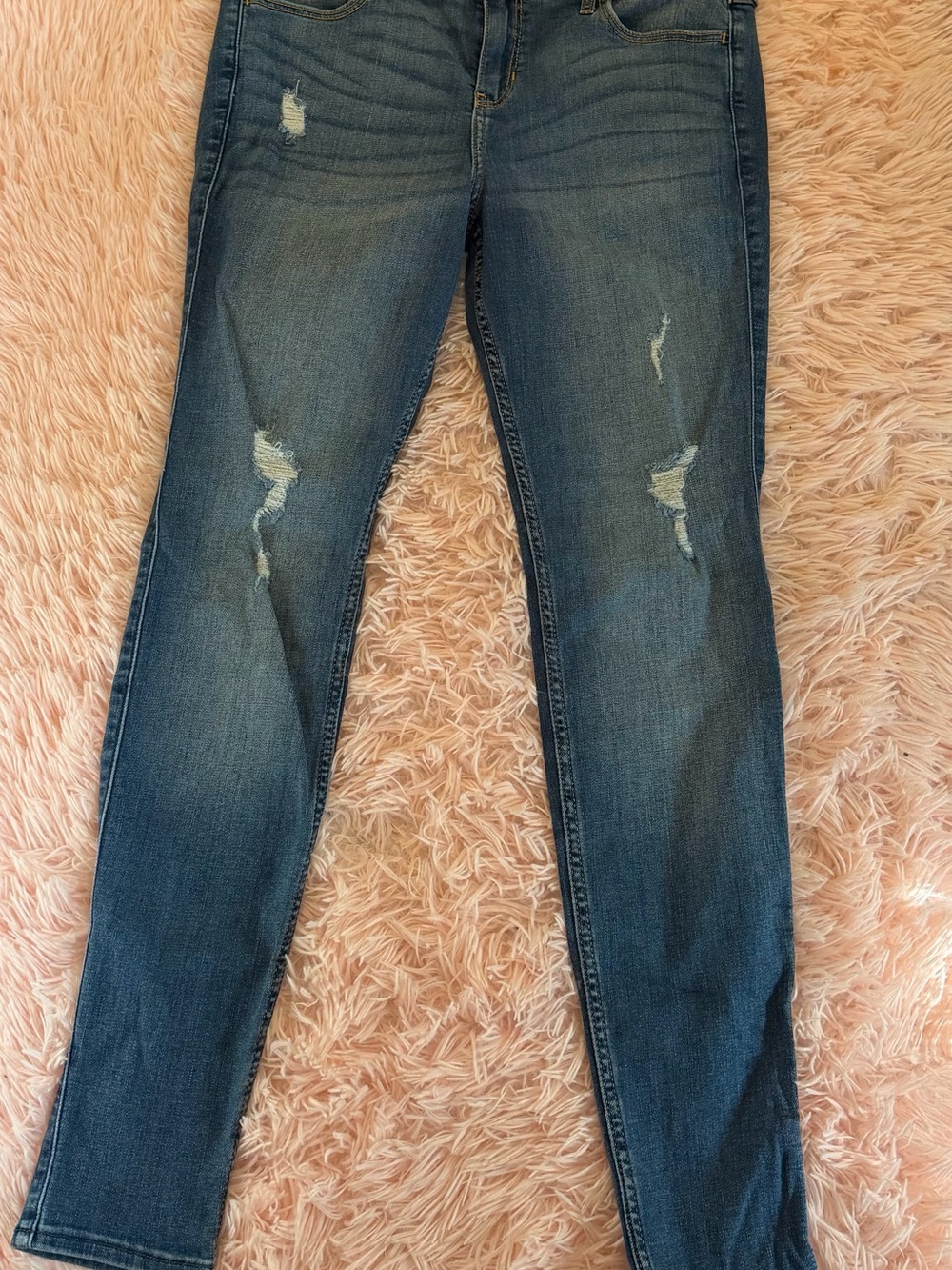 Hollister Blue Distressed Skinny Jeans for Women